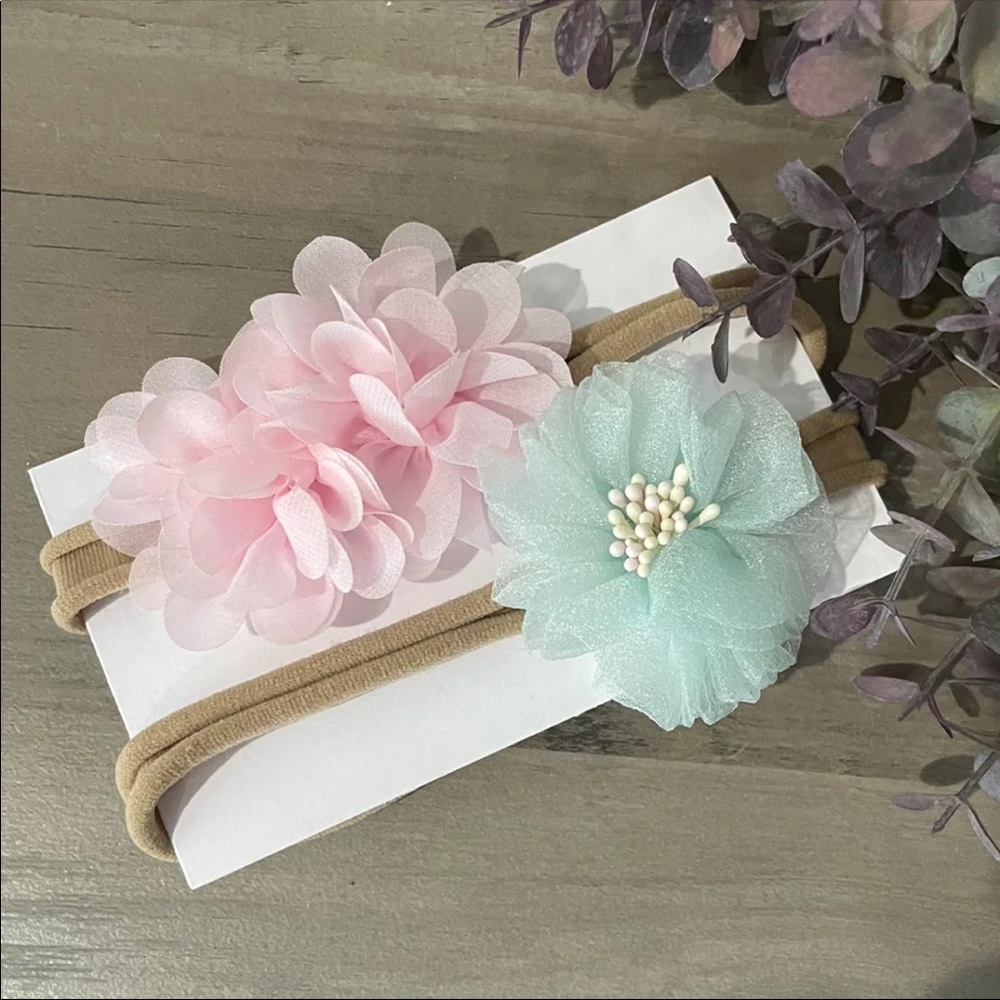 3/$20 🔷 Pink & Mint Baby Girls Bow Headbands